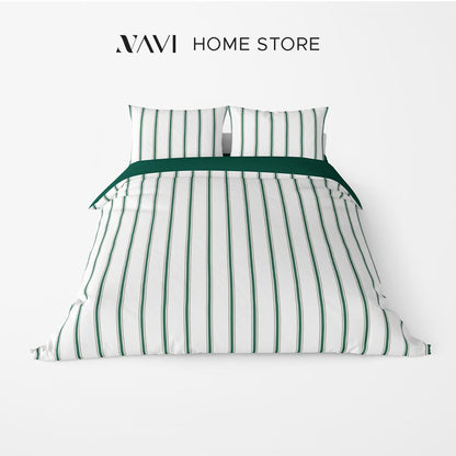 NAVI【GREEN】HAVEN COLLECTION Duvet Cover & Duvet Set Two-Toned Reversible Fully Garterized Hotel Quality 100% Cotton