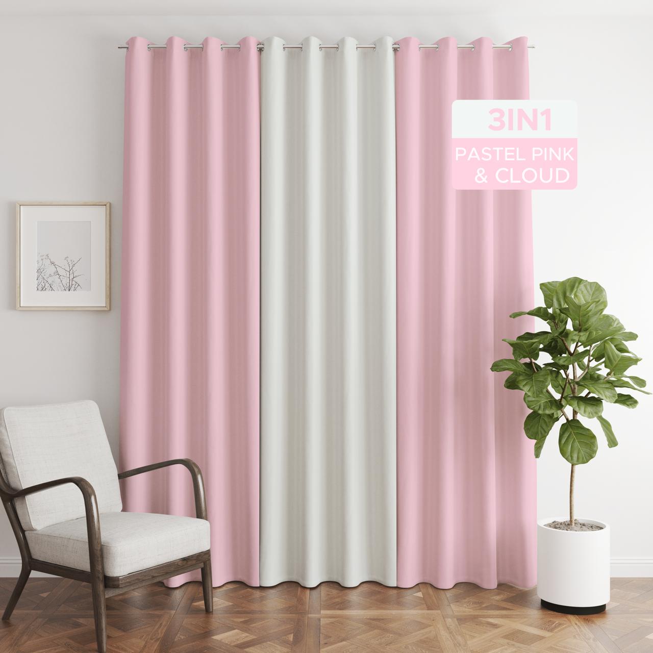 NAVI【NEW RELEASE】Pastel Pink | KOREAN SOFT BLOCKOUT CURTAIN | Summer Collection | Ring Type For Living Room Bedroom Window Treatment