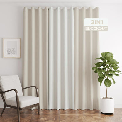 NAVI - TRENDING BLOCKOUT CURTAIN  | 3in1 KOREAN SOFT BLOCKOUT CURTAIN |  Ring Type for Living Room & Bedroom Window Treatment | 100% Polyester, Thermal Insulation, Privacy Protection, Sunlight & Sound Blocking, Energy Saving | Sold Per Set