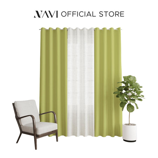 NAVI【NEW RELEASE】Pistachio | KOREAN SOFT BLOCKOUT CURTAIN | Summer Collection | Ring Type For Living Room Bedroom Window Treatment