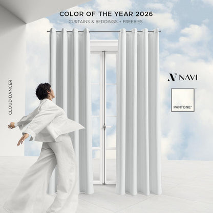 NAVI【Color of the Year 2026】Cloud Dancer | KOREAN SOFT BLOCKOUT CURTAIN | For Living Room Bedroom Window Treatment