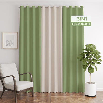 NAVI - TRENDING BLOCKOUT CURTAIN  | 3in1 KOREAN SOFT BLOCKOUT CURTAIN |  Ring Type for Living Room & Bedroom Window Treatment | 100% Polyester, Thermal Insulation, Privacy Protection, Sunlight & Sound Blocking, Energy Saving | Sold Per Set