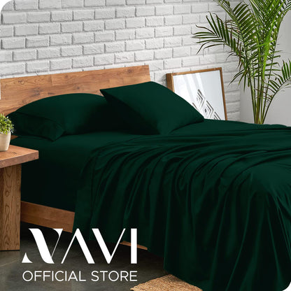 NAVI - PLAIN Bedding Set | Blue Green Shades | 1x Fitted Bedsheet with 2x Pillowcase | Fully Garterized Hotel Quality