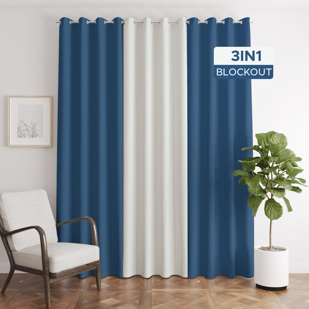 NAVI - 3in1 KOREAN SOFT BLOCKOUT CURTAIN | For Home Living Room Bedroom Window Treatment