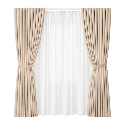 NAVI Signature Dual Layer Complete Curtain Set | 6-in-1 and 8-in-1 | Korean Soft Blockout | Premium Bundle, Complete Accessories