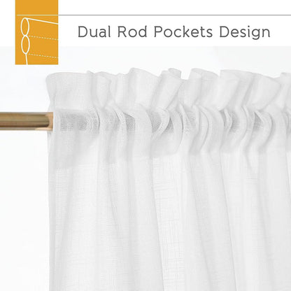 NAVI Most Viral Linen Sheer Curtain on Tiktok - Grommet Ring / S-Fold / Rod Pocket / Back Tab - Per Panel or Bundle Set - Free Shipping Nationwide