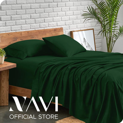 NAVI - PLAIN Bedding Set | Blue Green Shades | 1x Fitted Bedsheet with 2x Pillowcase | Fully Garterized Hotel Quality