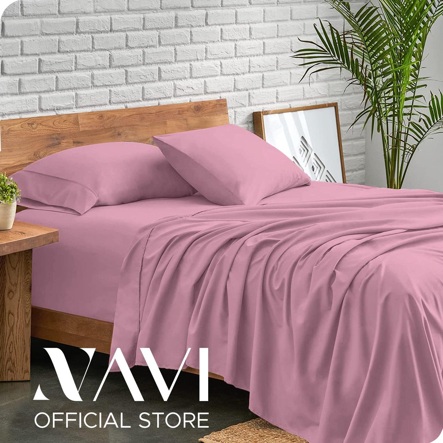 NAVI - PLAIN Bedding Set | Pastel Shades | 1x Fitted Bedsheet with 2x Pillowcase | Fully Garterized Hotel Quality