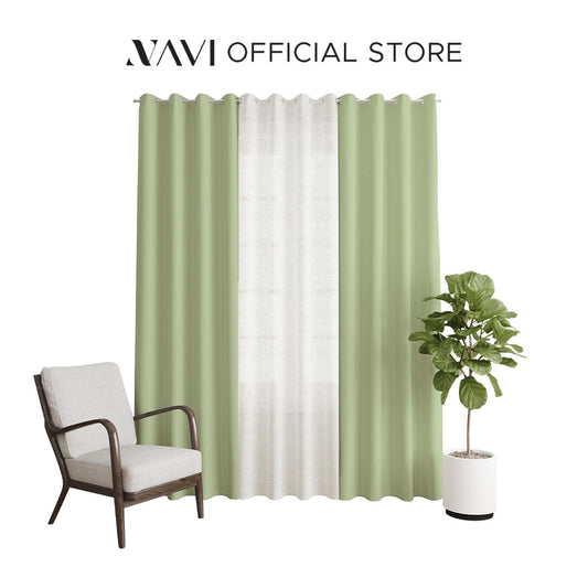 NAVI【NEW RELEASE】Avocado | KOREAN SOFT BLOCKOUT CURTAIN | Summer Collection | Ring Type For Living Room Bedroom Window Treatment