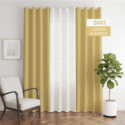 NAVI【NEW RELEASE】Lemon | KOREAN SOFT BLOCKOUT CURTAIN | Summer Collection | Ring Type For Living Room Bedroom Window Treatment
