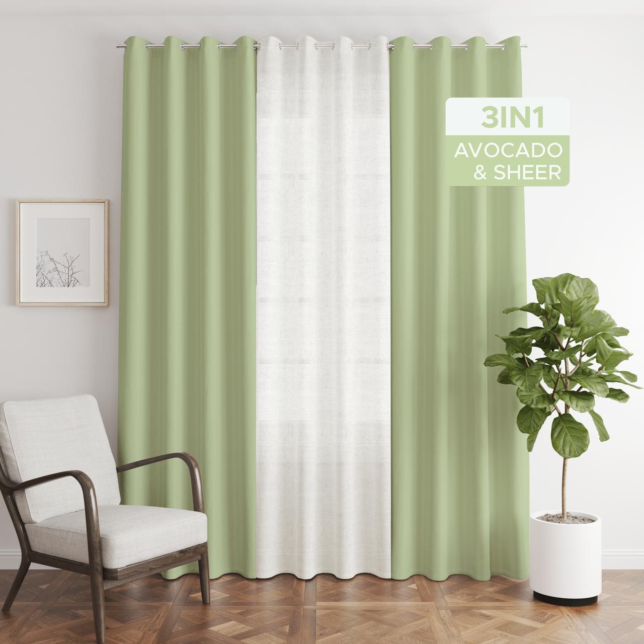 NAVI【NEW RELEASE】Avocado | KOREAN SOFT BLOCKOUT CURTAIN | Summer Collection | Ring Type For Living Room Bedroom Window Treatment