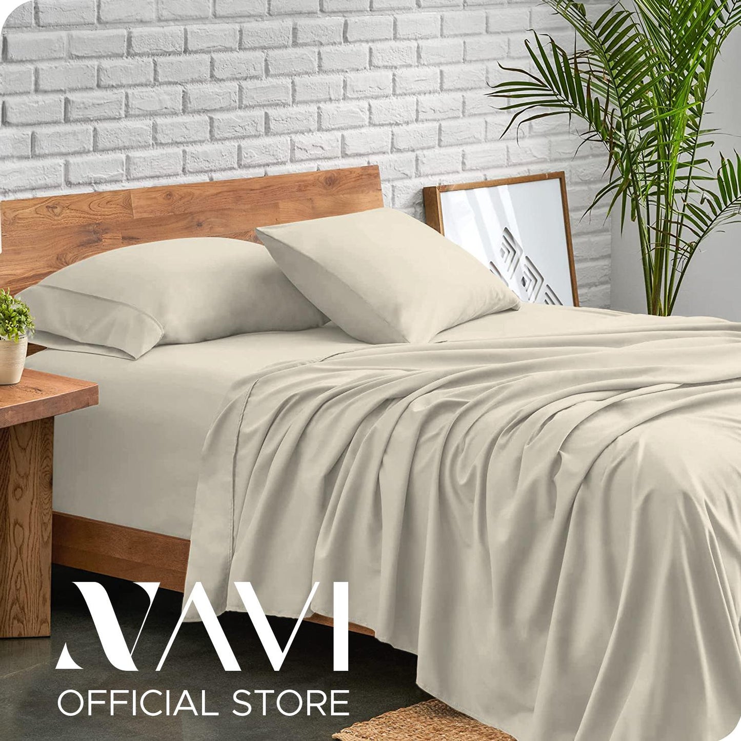 NAVI - PLAIN Bedding Set | Pastel Shades | 1x Fitted Bedsheet with 2x Pillowcase | Fully Garterized Hotel Quality