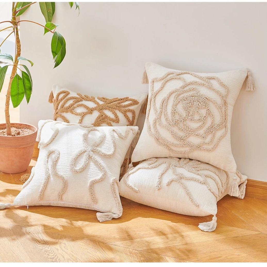 NAVI TPC | Throw Pillow Cover | Embroidered Cotton Canvas | Home Essentials | Sofa & Bed Styling