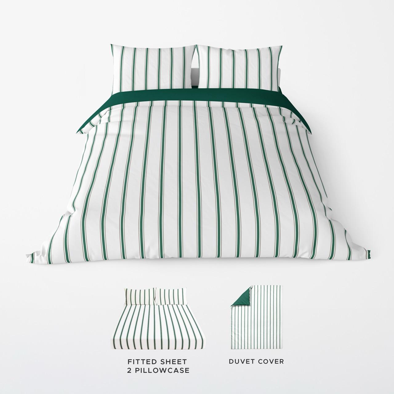 NAVI【GREEN】HAVEN COLLECTION Duvet Cover & Duvet Set Two-Toned Reversible Fully Garterized Hotel Quality 100% Cotton