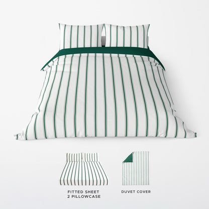 NAVI【GREEN】HAVEN COLLECTION Duvet Cover & Duvet Set Two-Toned Reversible Fully Garterized Hotel Quality 100% Cotton