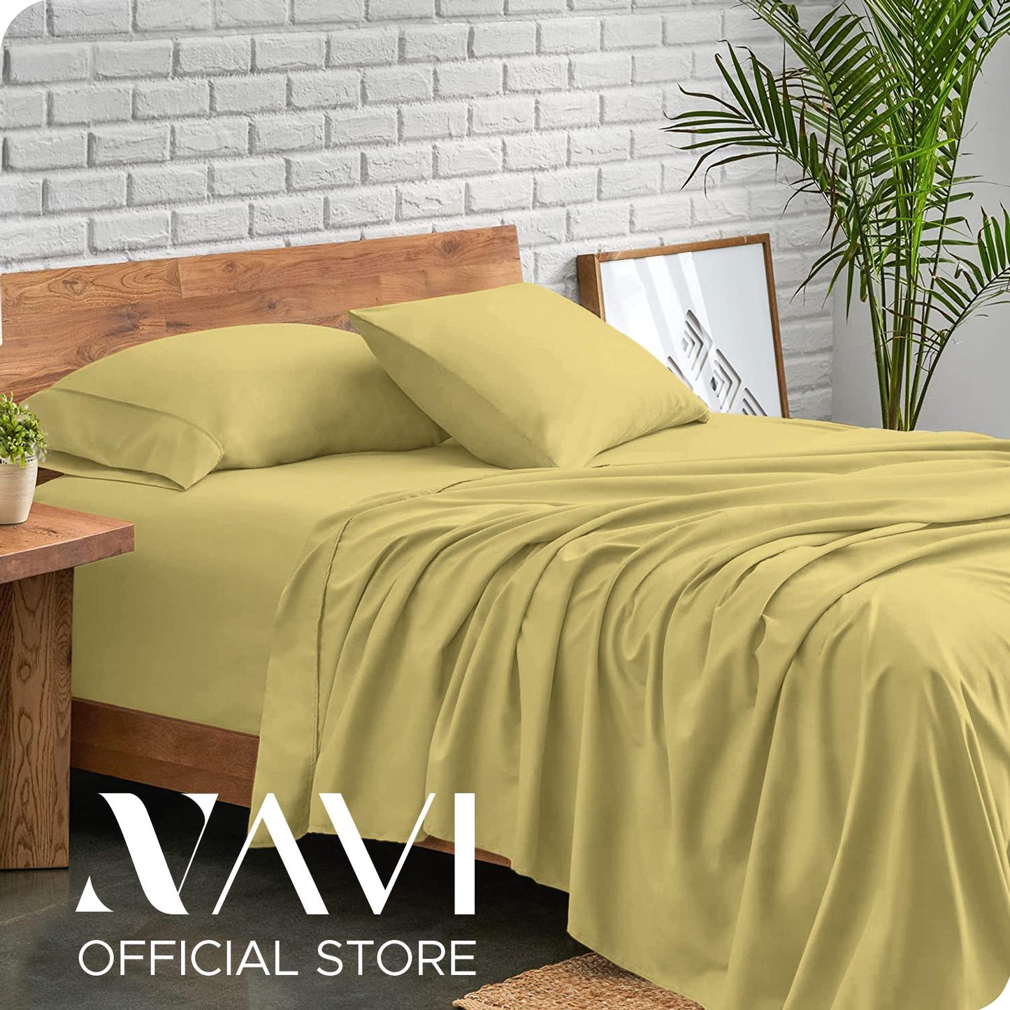 NAVI - PLAIN Bedding Set | Pastel Shades | 1x Fitted Bedsheet with 2x Pillowcase | Fully Garterized Hotel Quality