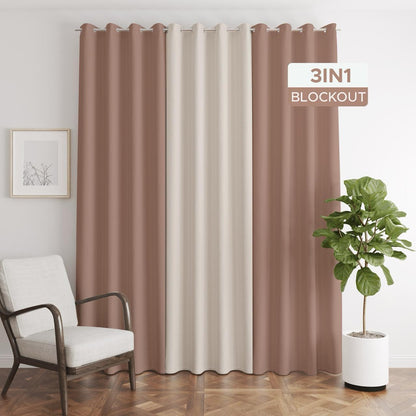 NAVI - TRENDING BLOCKOUT CURTAIN  | 3in1 KOREAN SOFT BLOCKOUT CURTAIN |  Ring Type for Living Room & Bedroom Window Treatment | 100% Polyester, Thermal Insulation, Privacy Protection, Sunlight & Sound Blocking, Energy Saving | Sold Per Set