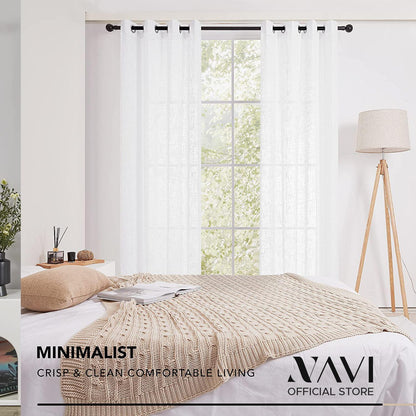 NAVI Most Viral Linen Sheer Curtain on Tiktok - Grommet Ring / S-Fold / Rod Pocket / Back Tab - Per Panel or Bundle Set - Free Shipping Nationwide
