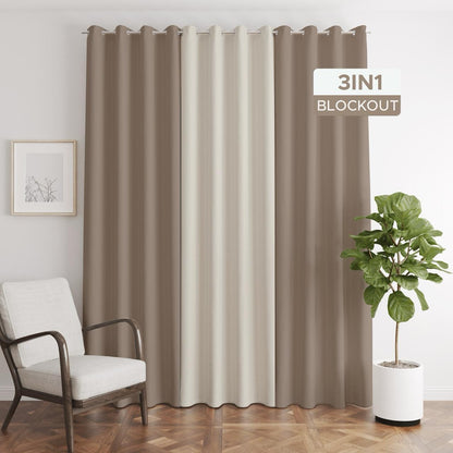 NAVI - TRENDING BLOCKOUT CURTAIN  | 3in1 KOREAN SOFT BLOCKOUT CURTAIN |  Ring Type for Living Room & Bedroom Window Treatment | 100% Polyester, Thermal Insulation, Privacy Protection, Sunlight & Sound Blocking, Energy Saving | Sold Per Set
