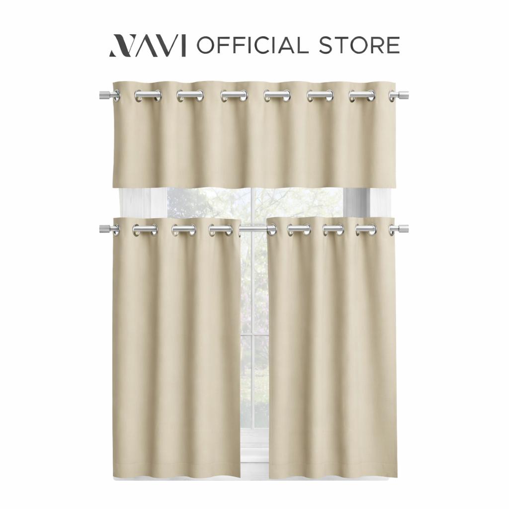 NAVI Short Blockout Curtain | Grommet Ring | for Small Windows | Half Window Coverage | Light Control & Privacy
