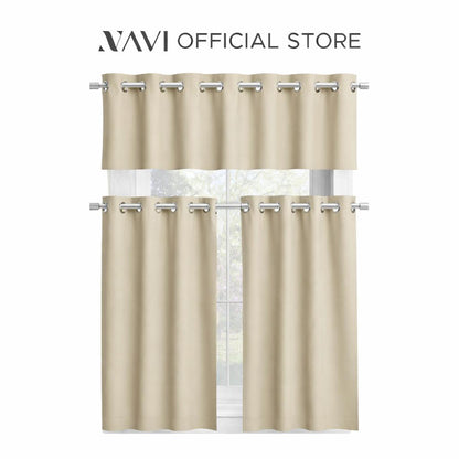 NAVI Short Blockout Curtain | Grommet Ring | for Small Windows | Half Window Coverage | Light Control & Privacy