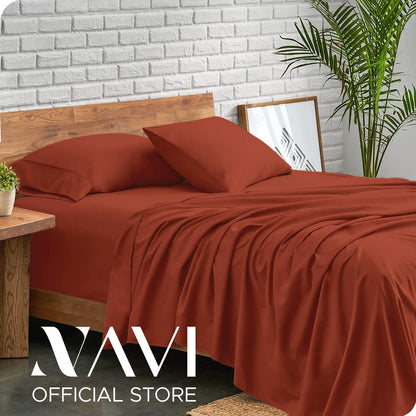 NAVI - PLAIN Bedding Set | Pastel Shades | 1x Fitted Bedsheet with 2x Pillowcase | Fully Garterized Hotel Quality