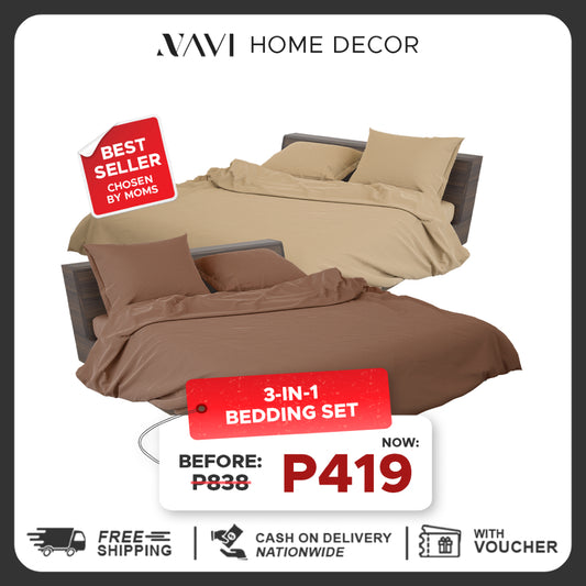 NAVI【BEST SELLER】PLAIN Bedding Set | 1x Bedsheet with 2x Pillowcase |Fully Garterized Hotel Quality